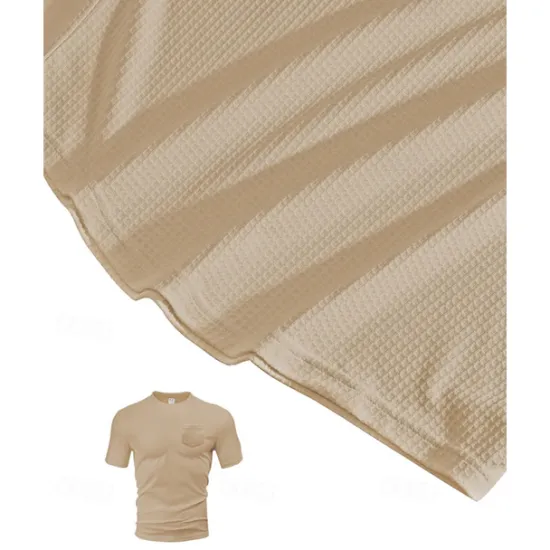 Clearance OUKU Men's Waffle Shirt T-shirt Suits 2 Pieces Outfits Tee & Shorts Short Sleeve Crew Neck Summer Plain Fashion Casual Pocket 2 Piece Vacation Daily Wear Going out Black White Wine Top Tee for Men