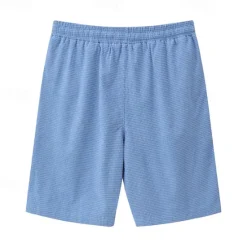 New OUKU Men's Waffle Shorts Shorts Summer Shorts Casual Shorts Pocket Drawstring Elastic Waist Plain Comfort Breathable Short Outdoor Vacation Sport Casual Black White Micro-elastic