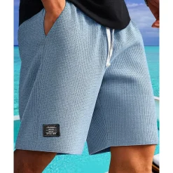 Outlet OUKU Men's Waffle Shorts Shorts Summer Shorts Casual Shorts Drawstring Pocket Elastic Waist Plain Comfort Breathable Short Outdoor Vacation Sport Casual Black White