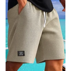 Outlet OUKU Men's Waffle Shorts Shorts Summer Shorts Casual Shorts Drawstring Pocket Elastic Waist Plain Comfort Breathable Short Outdoor Vacation Sport Casual Black White