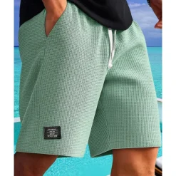 Outlet OUKU Men's Waffle Shorts Shorts Summer Shorts Casual Shorts Drawstring Pocket Elastic Waist Plain Comfort Breathable Short Outdoor Vacation Sport Casual Black White