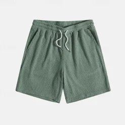 Hot OUKU Men's Waffle Shorts Summer Shorts Casual Shorts Pocket Elastic Waist Drawstring Plain Comfort Breathable Short Vacation Holiday Casual Army Green Apricot