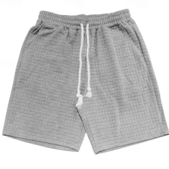 New OUKU Men's Waffle Shorts Sweat Shorts Shorts Summer Shorts Pocket Drawstring Elastic Waist Plain Comfort Short Sports Outdoor Daily Going out Fashion Casual Black White Micro-elastic