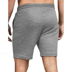 New OUKU Men's Waffle Shorts Sweat Shorts Shorts Summer Shorts Pocket Drawstring Elastic Waist Plain Comfort Short Sports Outdoor Daily Going out Fashion Casual Black White Micro-elastic