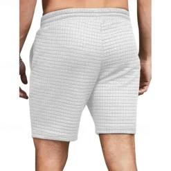 New OUKU Men's Waffle Shorts Sweat Shorts Shorts Summer Shorts Pocket Drawstring Elastic Waist Plain Comfort Short Sports Outdoor Daily Going out Fashion Casual Black White Micro-elastic