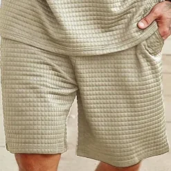 New OUKU Men's Waffle Shorts Sweat Shorts Shorts Summer Shorts Pocket Drawstring Elastic Waist Plain Comfort Short Sports Outdoor Daily Going out Fashion Casual Black White Micro-elastic