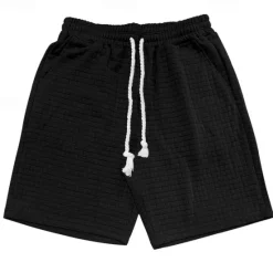 New OUKU Men's Waffle Shorts Sweat Shorts Shorts Summer Shorts Pocket Drawstring Elastic Waist Plain Comfort Short Sports Outdoor Daily Going out Fashion Casual Black White Micro-elastic