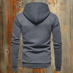 New OUKU Men's Waffle Sweatshirt Pullover Black White Yellow Light Grey Dark Gray Hooded Plain Pocket Work Sports & Outdoor Casual Active Vintage Cool Spring Fall Clothing Apparel Hoodies Sweatshirts