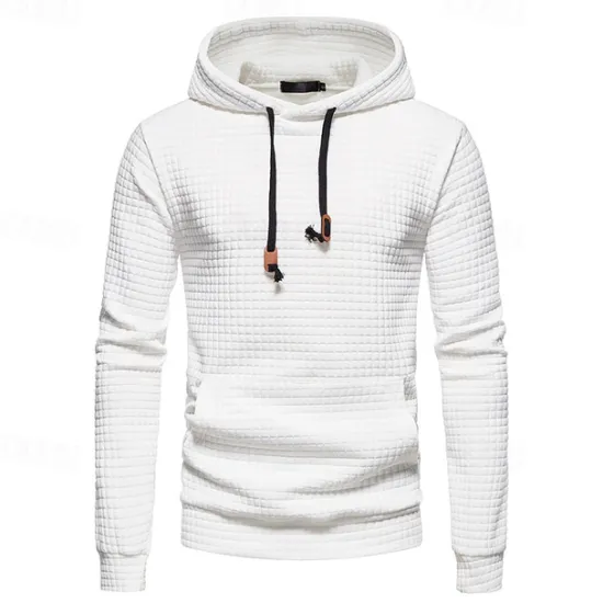 New OUKU Men's Waffle Sweatshirt Pullover Black White Yellow Light Grey Dark Gray Hooded Plain Pocket Work Sports & Outdoor Casual Active Vintage Cool Spring Fall Clothing Apparel Hoodies Sweatshirts
