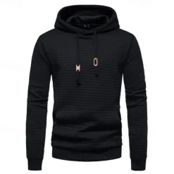 New OUKU Men's Waffle Sweatshirt Pullover Black White Yellow Light Grey Dark Gray Hooded Plain Pocket Work Sports & Outdoor Casual Active Vintage Cool Spring Fall Clothing Apparel Hoodies Sweatshirts