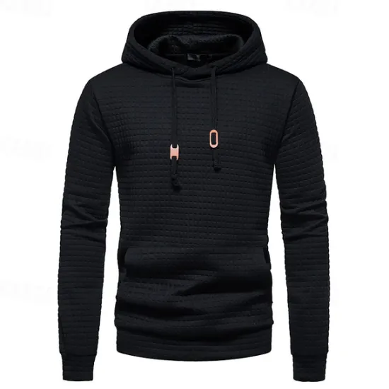 New OUKU Men's Waffle Sweatshirt Pullover Black White Yellow Light Grey Dark Gray Hooded Plain Pocket Work Sports & Outdoor Casual Active Vintage Cool Spring Fall Clothing Apparel Hoodies Sweatshirts