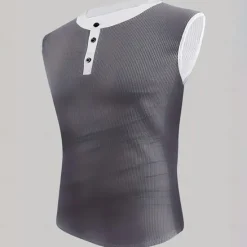 Discount OUKU Men's Waffle Tank Top Henley Shirt Vest Top Sleeveless Shirt Sleeveless Henley Summer Plain Fashion Designer Muscle Buttons Outdoor Gym Black White Dark Red Top Tee for Men