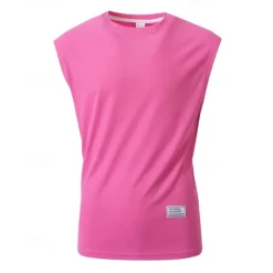 Outlet OUKU Men's Waffle Tee Tank Top Vest Top Undershirt Sleeveless Crew Neck Summer Plain Fashion Designer Basic Classic Vacation Street Going out Black White Pink Top Tee for Men