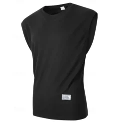 Outlet OUKU Men's Waffle Tee Tank Top Vest Top Undershirt Sleeveless Crew Neck Summer Plain Fashion Designer Basic Classic Vacation Street Going out Black White Pink Top Tee for Men