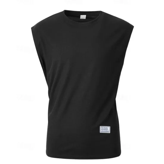 Outlet OUKU Men's Waffle Tee Tank Top Vest Top Undershirt Sleeveless Crew Neck Summer Plain Fashion Designer Basic Classic Vacation Street Going out Black White Pink Top Tee for Men