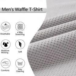 Online OUKU Men's Waffle T-shirt Pullover Sweatshirt Tee Top Long Sleeve Shirt Long Sleeve Crew Neck V Neck Spring & Fall Plain Fashion Designer Basic Fashion Fake two piece Vacation Street Going out Black Gray