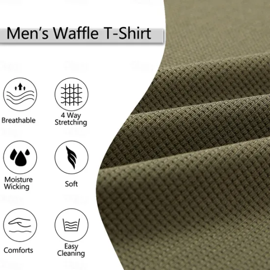 Hot OUKU Men's Waffle T-shirt Quarter Zip Tee Tee Top Long Sleeve Shirt Long Sleeve Crewneck Spring & Fall Color Block Fashion Designer Basic Zipper Fake two piece Vacation Street Going out Dark Brown Army