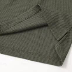 Clearance OUKU Men's Waffle T-shirt T Shirt Tee Top Long Sleeve Shirt Long Sleeve Crew Neck Spring & Fall Plain Fashion Designer Basic Vacation Street Going out Army Green White Navy Blue Top Tee for Men