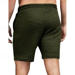 OUKU Men's Waffle Waffle Shorts Sweat Shorts Basketball Shorts Pocket Drawstring Elastic Waist Plain Comfort Quick Dry Short Holiday Beach Weekend Fashion Casual ArmyGreen Black Micro-elastic