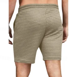 OUKU Men's Waffle Waffle Shorts Sweat Shorts Basketball Shorts Pocket Drawstring Elastic Waist Plain Comfort Quick Dry Short Holiday Beach Weekend Fashion Casual ArmyGreen Black Micro-elastic