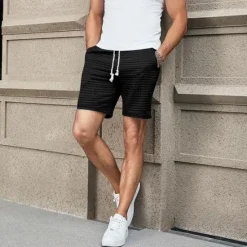 OUKU Men's Waffle Waffle Shorts Sweat Shorts Basketball Shorts Pocket Drawstring Elastic Waist Plain Comfort Quick Dry Short Holiday Beach Weekend Fashion Casual ArmyGreen Black Micro-elastic