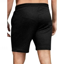 OUKU Men's Waffle Waffle Shorts Sweat Shorts Basketball Shorts Pocket Drawstring Elastic Waist Plain Comfort Quick Dry Short Holiday Beach Weekend Fashion Casual ArmyGreen Black Micro-elastic