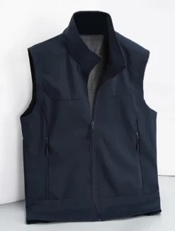 New OUKU Men's Waistcoat Training Outdoor Vacation Sports & Outdoor Neutral Fashion Spring Fall Polyester Solid Color Turtleneck Black White Navy Blue Army Green Vest