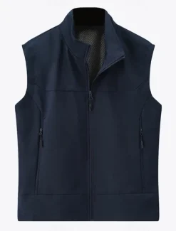 New OUKU Men's Waistcoat Training Outdoor Vacation Sports & Outdoor Neutral Fashion Spring Fall Polyester Solid Color Turtleneck Black White Navy Blue Army Green Vest