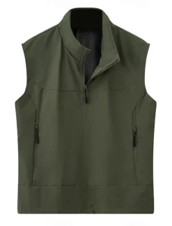 New OUKU Men's Waistcoat Training Outdoor Vacation Sports & Outdoor Neutral Fashion Spring Fall Polyester Solid Color Turtleneck Black White Navy Blue Army Green Vest