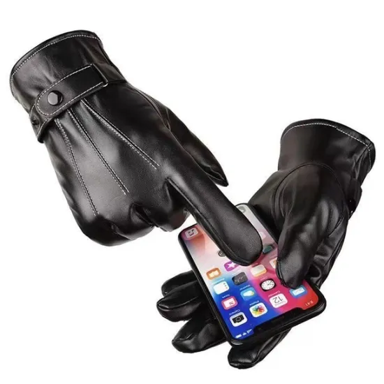 Hot OUKU Men's Warm Winter Gloves Outdoor Daily Holiday Solid / Plain Color Polyester PU Leather Simple Casual Classic Warm 1 Pair Black