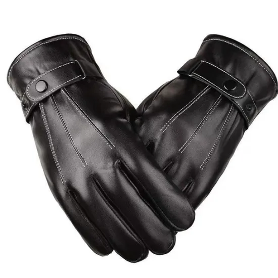 Hot OUKU Men's Warm Winter Gloves Outdoor Daily Holiday Solid / Plain Color Polyester PU Leather Simple Casual Classic Warm 1 Pair Black