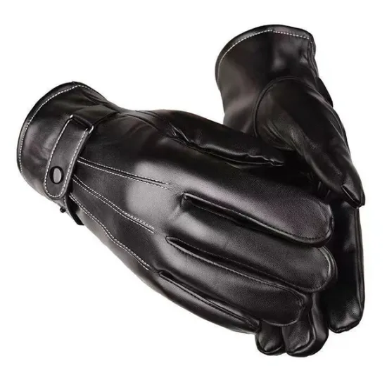 Hot OUKU Men's Warm Winter Gloves Outdoor Daily Holiday Solid / Plain Color Polyester PU Leather Simple Casual Classic Warm 1 Pair Black