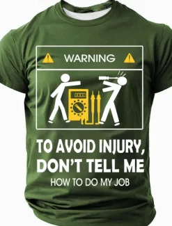 Best OUKU Men's Warning To Avoid Injury, Don't Tell Me How To Do My Job Funny Slang T Shirt Short Sleeve T shirt 3D Print Crew Neck Round Neck Shirt Fashion Daily Street Casual Daily Clothing Apparel