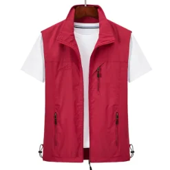 Discount OUKU Men's Waterproof Fishing Vest Hiking Vest Sleeveless Outerwear Jacket Zip Top Outdoor Windproof Ultra Light (UL) Quick Dry Autumn / Fall Spring Back Venting Design Chinlon Solid Color Red Army Green