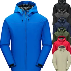 OUKU Men's Waterproof Hiking Jacket Gorpcore Hooded Jacket Windbreaker Raincoat Outdoor Rain Jacket Windproof Quick Dry Lightweight Jacket Outerwear Trench Coat Top Full Zip Fishing