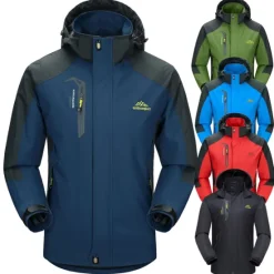 OUKU Men's Waterproof Hiking Jacket Gorpcore Rain Jacket Hiking Windbreaker Outdoor Waterproof Windproof Lightweight Breathable Detachable Cap Outerwear Trench Coat Full Zip Hoodie Hunting Fishing Climbing Black