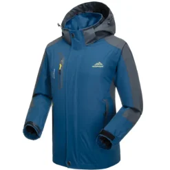 OUKU Men's Waterproof Hiking Jacket Gorpcore Rain Jacket Hiking Windbreaker Outdoor Waterproof Windproof Lightweight Breathable Detachable Cap Outerwear Trench Coat Full Zip Hoodie Hunting Fishing Climbing Black