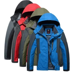 Online OUKU Men's Waterproof Hiking Jacket Hiking Windbreaker Summer Outdoor Solid Color Thermal Warm Windproof Lightweight Breathable Jacket Hoodie Top Camping / Hiking Hunting Ski / Snowboard Black / Red Bule