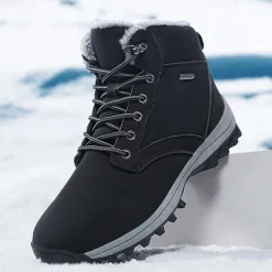 New OUKU Men's Waterproof Insulated Winter Boots with Non-Slip Rubber Sole and Faux Fur Lining for Outdoor Hiking