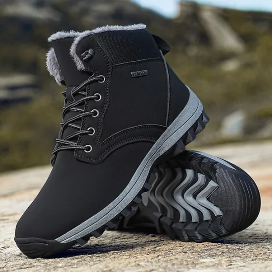 New OUKU Men's Waterproof Insulated Winter Boots with Non-Slip Rubber Sole and Faux Fur Lining for Outdoor Hiking