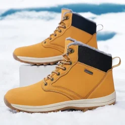 New OUKU Men's Waterproof Insulated Winter Boots with Non-Slip Rubber Sole and Faux Fur Lining for Outdoor Hiking