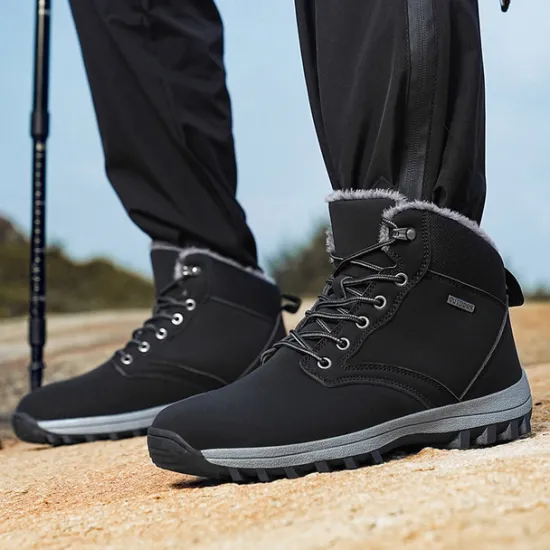 New OUKU Men's Waterproof Insulated Winter Boots with Non-Slip Rubber Sole and Faux Fur Lining for Outdoor Hiking