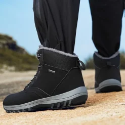 New OUKU Men's Waterproof Insulated Winter Boots with Non-Slip Rubber Sole and Faux Fur Lining for Outdoor Hiking