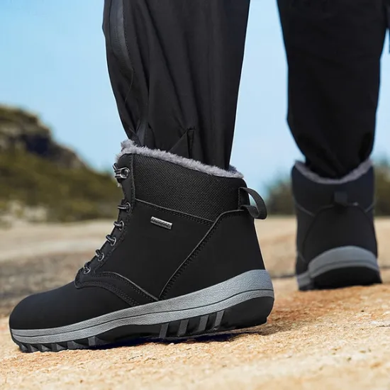New OUKU Men's Waterproof Insulated Winter Boots with Non-Slip Rubber Sole and Faux Fur Lining for Outdoor Hiking