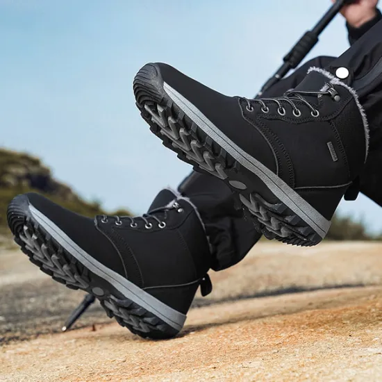 New OUKU Men's Waterproof Insulated Winter Boots with Non-Slip Rubber Sole and Faux Fur Lining for Outdoor Hiking