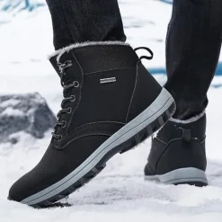 New OUKU Men's Waterproof Insulated Winter Boots with Non-Slip Rubber Sole and Faux Fur Lining for Outdoor Hiking