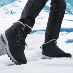 New OUKU Men's Waterproof Insulated Winter Boots with Non-Slip Rubber Sole and Faux Fur Lining for Outdoor Hiking
