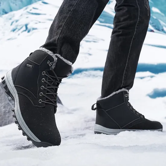 New OUKU Men's Waterproof Insulated Winter Boots with Non-Slip Rubber Sole and Faux Fur Lining for Outdoor Hiking