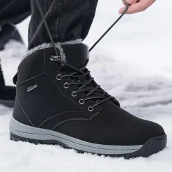 New OUKU Men's Waterproof Insulated Winter Boots with Non-Slip Rubber Sole and Faux Fur Lining for Outdoor Hiking