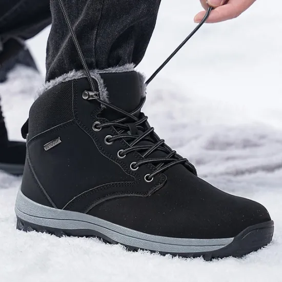 New OUKU Men's Waterproof Insulated Winter Boots with Non-Slip Rubber Sole and Faux Fur Lining for Outdoor Hiking